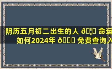 阴历五月初二出生的人 🦟 命运如何2024年 🐋 免费查询入口在哪